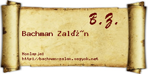 Bachman Zalán névjegykártya