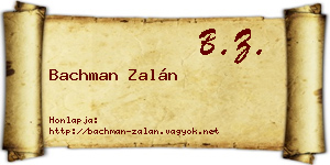 Bachman Zalán névjegykártya